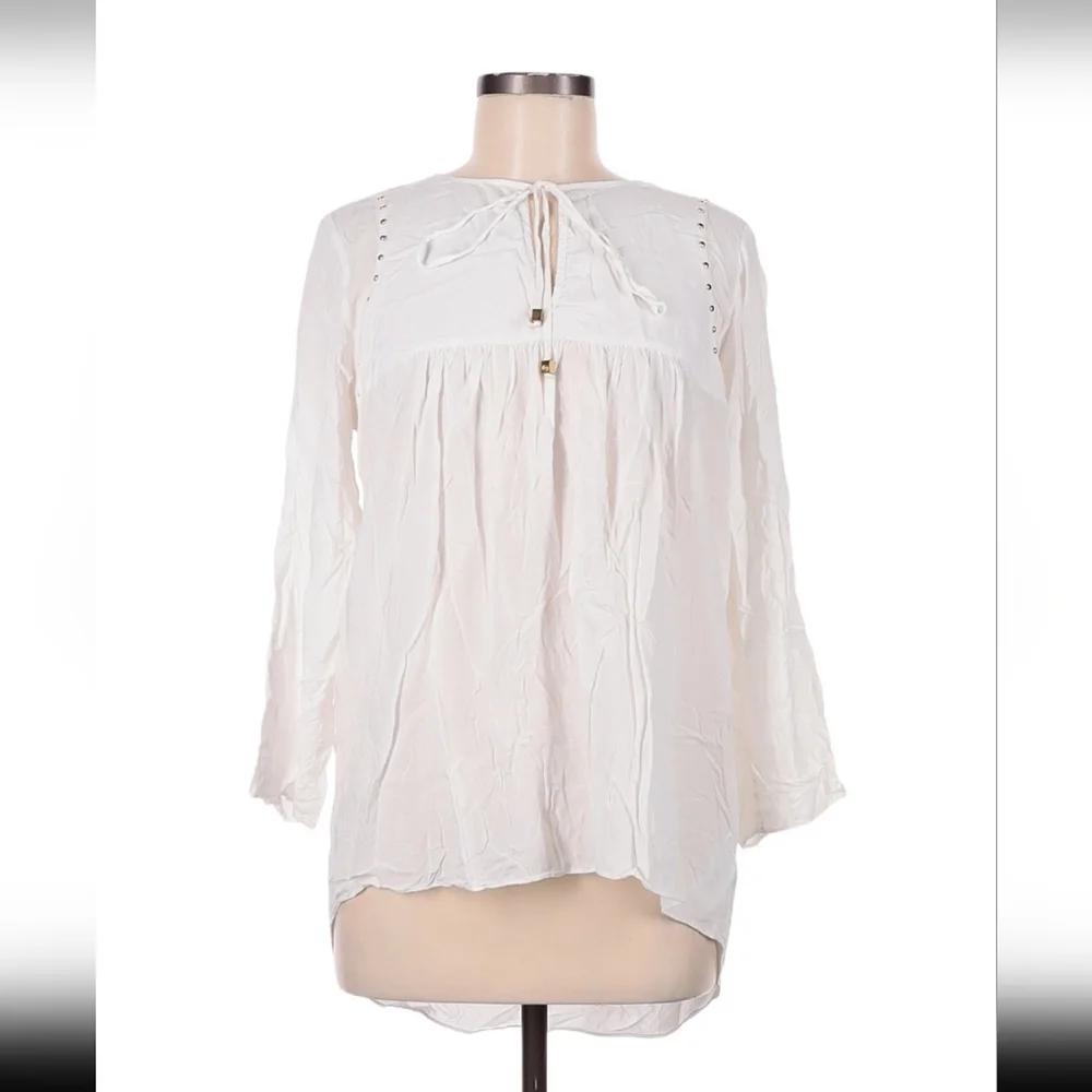 MICHAEL Michael Kors White Long Sleeve Blouse Size M 100%Rayon - Picture 1 of 9